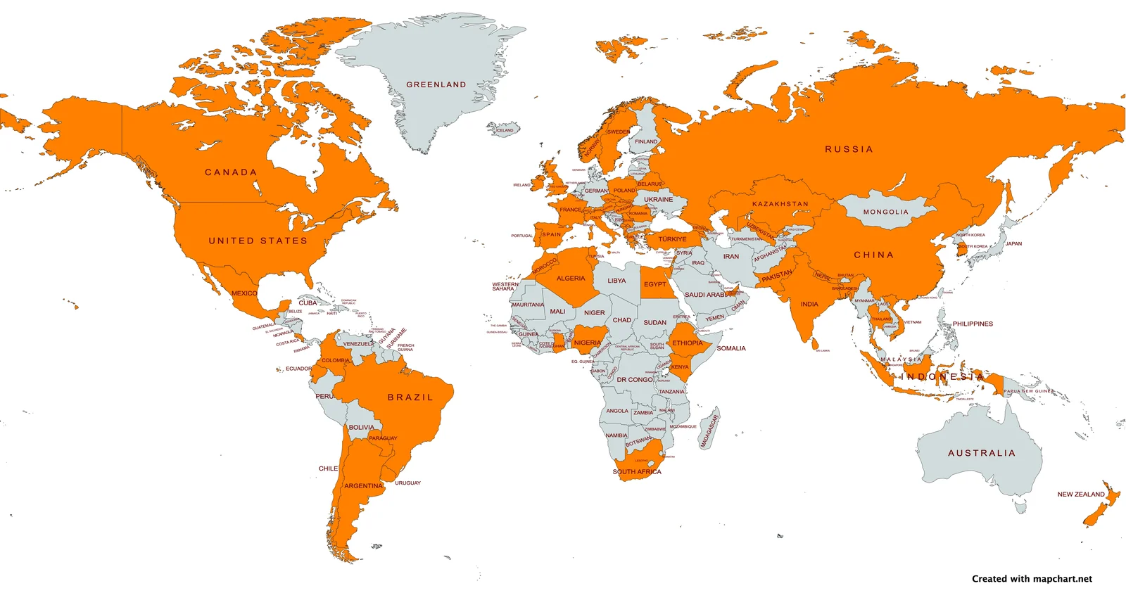 World map with the 64 countries idealo's employees have worked from highlighted.