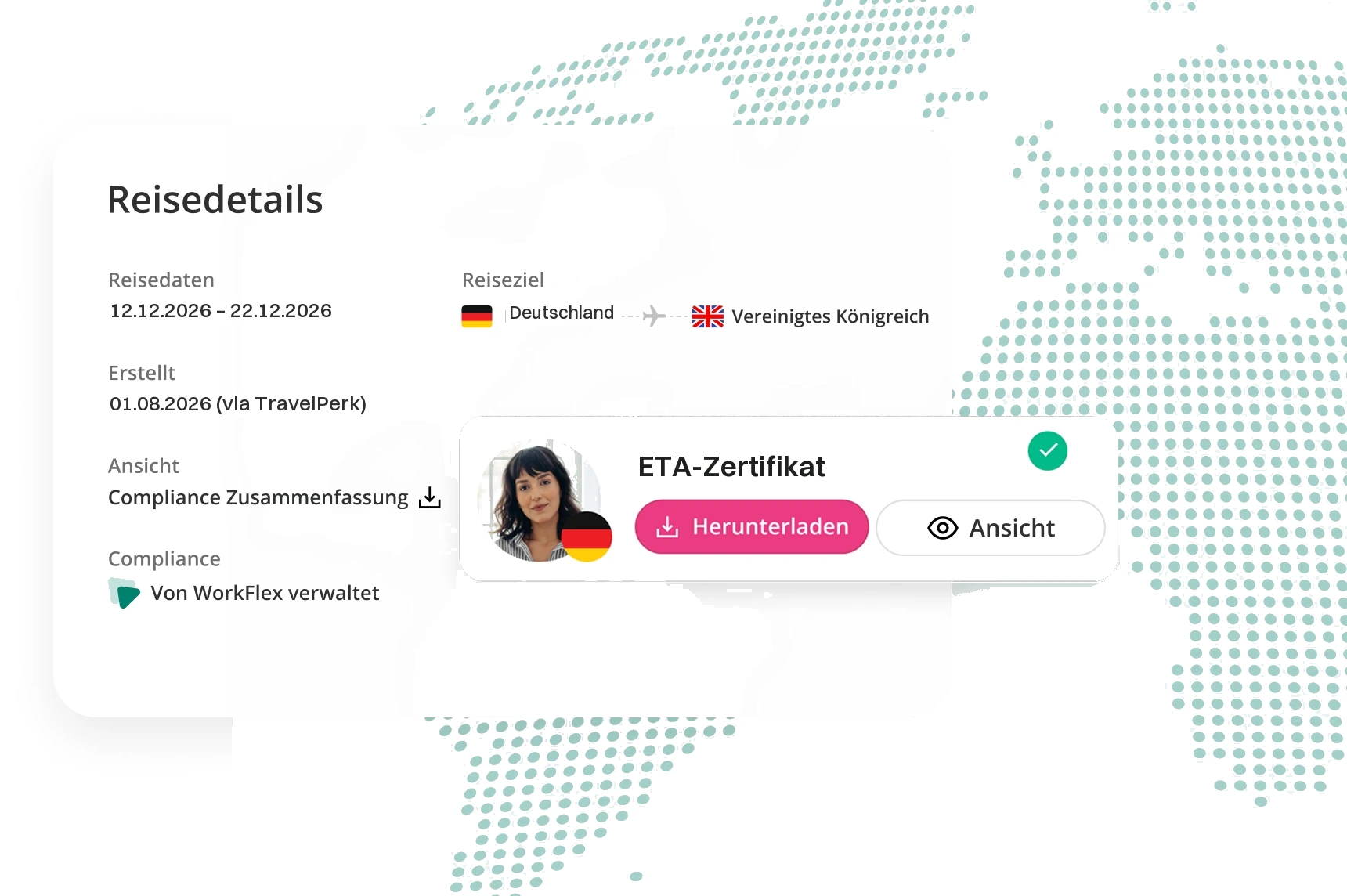 Der WorkFlex-Visa-Service bearbeitet den Visumantrag einer Mitarbeiterin.