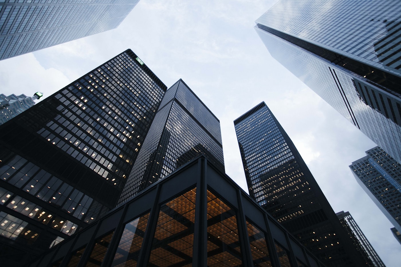 Modern financial district skyline